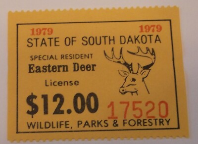 United States Stamp State Revenue South Dakota Eastern Deer  Hunting 1979 MNH