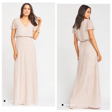 Show Me Your MuMu Michelle Flutter Maxi Dress Beaded 1X Missing Beads See Pic