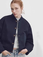 Women's Massimo Dutti Gold Button Jacket Pilot Jacket Baseball Jacket