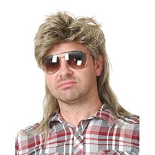 80s Men's Mullet Wig Blonde Cosplay Halloween Wig for Fancy Dress