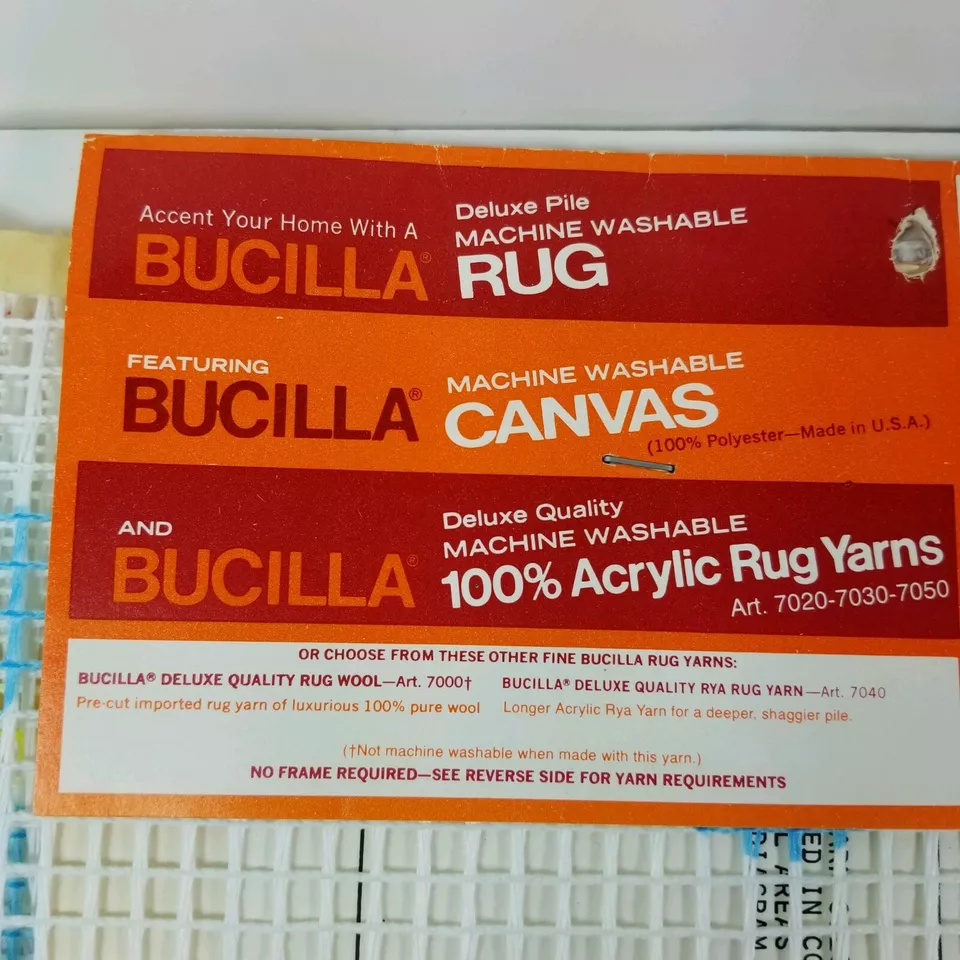 Vintage Bucilla "Heavenly Rainbow" Latch Hook Rug 1970s Canvas NEW 20 x 27 a7 - Image 3 of 4