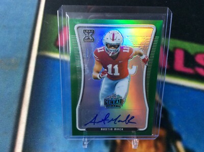 2020 Leaf Metal Draft Green Rainbow 09/10 Austin Mack BA-AM1 Rookie Auto RC card