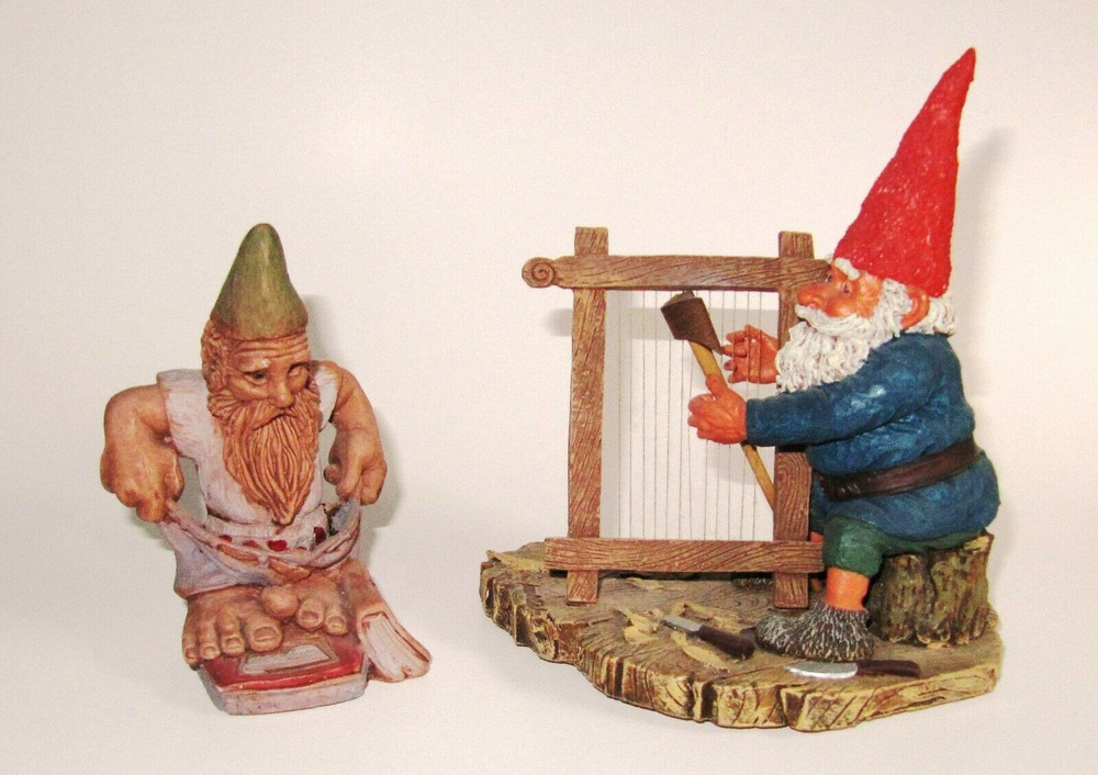 Gnomes lot of 2 pottery clay elf elves figurines funny little men
