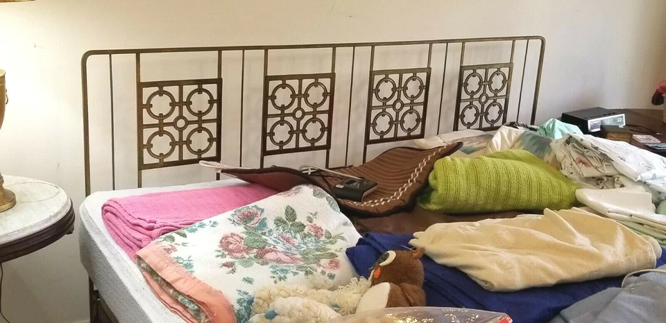 Cabecero Mid Century Años 60 Metal Círculos Cuadrados Hollywood Regency De Colección Foto 4 de 4