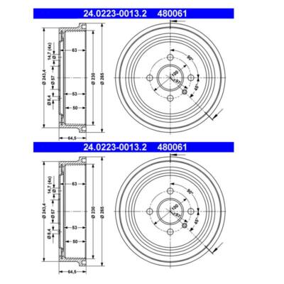 Tambour De Frein Arrière ATE 24.0222-0003.1 - Pour Suzuki Grand Vitara I Et II, Diamètre 220mm, 5 Trous - 4