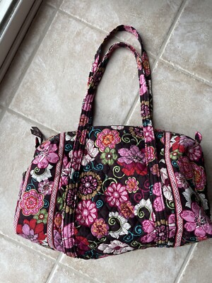 Vera Bradley MOD FLORAL PINK Med Duffel Travel Overnight Carry