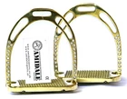 JINN STIRRUPS HORSE RIDING EQUESTRIAN BRASS GOLDEN WITH 22 CRYSTALS FROM AMIDALE