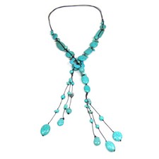 Pretty Handmade Multi Shape Turquoise Flower Necklace