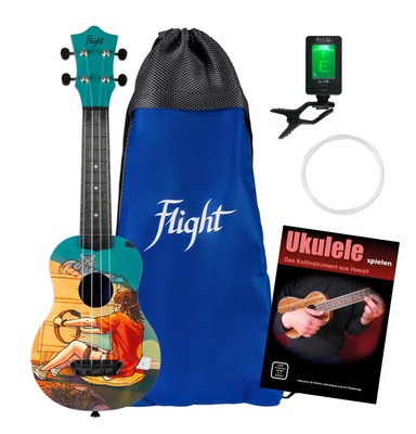 Flight UTS-42 Game Ultra Travel Sopran Ukulele Set Tasche Tuner Schule Saiten
