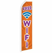 "FREE WIFI" advertising super flag swooper banner business sign internet wi-fi