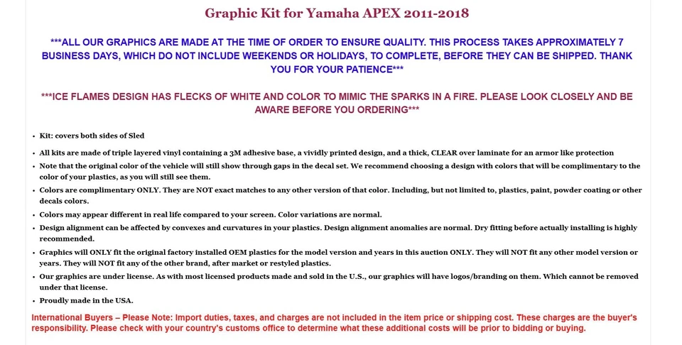 Snowmobile Graphic Decals Stickers For Yamaha Apex 2011-2018 ICE R - Image 4 of 4