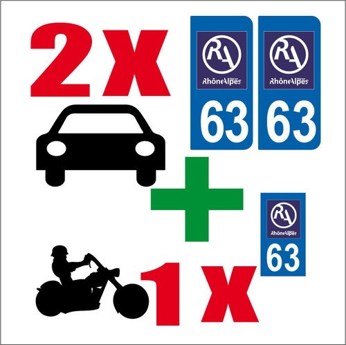 2 Sticker Style AUTO Plaque Bleu Département 14 LIONS