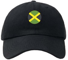 Jamaica Flag Circle Black Baseball Cap Personalization Available