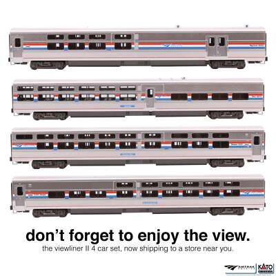 Kato N Scale N Amtrak Phase III Viewliner II Passenger Cars 4 Car