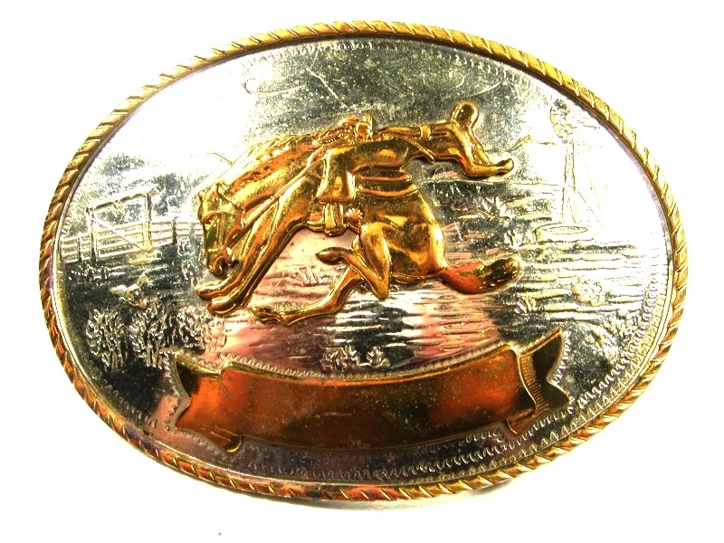 Western Cowboy Rodeo Broncho German Silver Belt Buckle by Tony Lama 102015