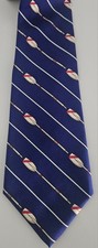Polo by Ralph Lauren 100 Silk Neck Tie Navy w/Stripes Boat Oar Rowing Nautical