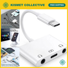 3-in-1 USB C to 3.5mm Audio Adapter  Headphone Splitter for Dual Headphones