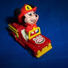 Vtg Mickey Mouse RED FIRE TRUCK 5 diecast car PD-2 WALT DISNEY Prod MINT 