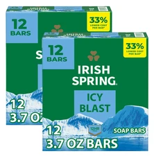 Irish Spring Icy Blast Deodorant Bar Soap for Men, With Flaxseed Oil, 3.7 oz Bar