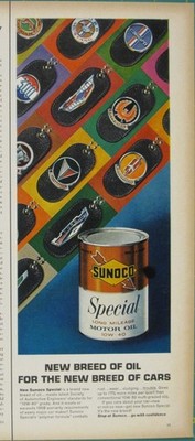 Print Ad Sunoco Special Long Mileage Motor Oil Durable New Breed Cars 1967