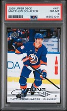 2025-26 Upper Deck Series 2 MATTHEW SCHAEFER #451 Young Guns PSA 8 Islanders