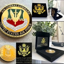 U S AIR FORCE AIR COMBAT COMMAND Challenge Coin With Special Black Velvet Case
