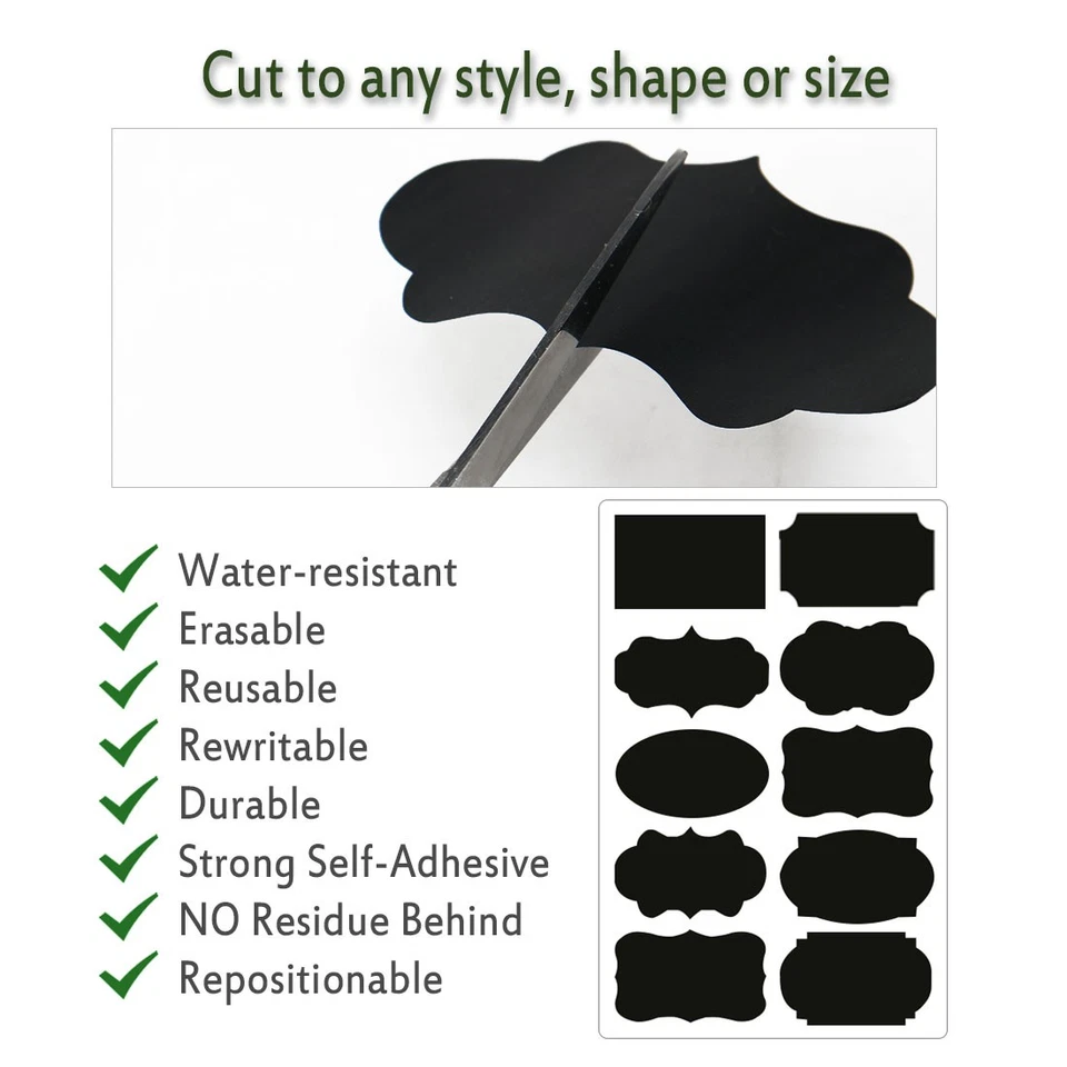 90pcs Chalkboard Label Watertight Reusable Blackboard Storage Stickers Foto 3 de 4