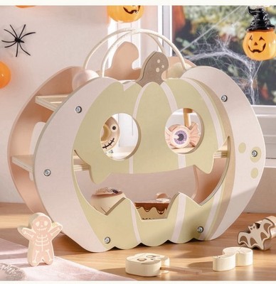 ROBUD Wooden Halloween Decor  Candy House Play Food Set for Kids
