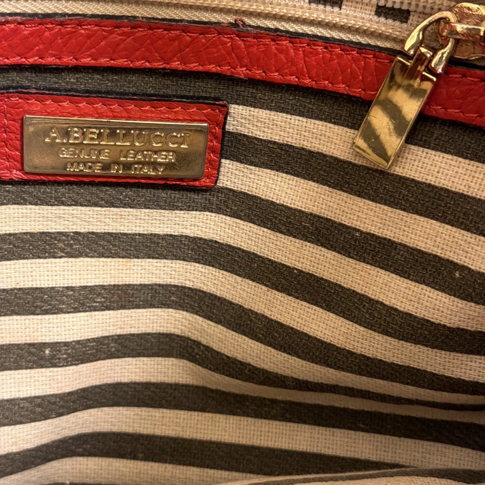 Bolso de cuero rojo para mujer A. Bellini hecho en Italia  Foto 4 de 4