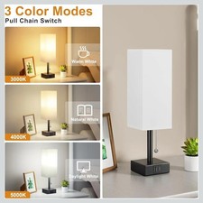 Image of Bedside Lamps Set of 2, 3-Way Dimmable Table Lamp with USB-C+A Touch Control New