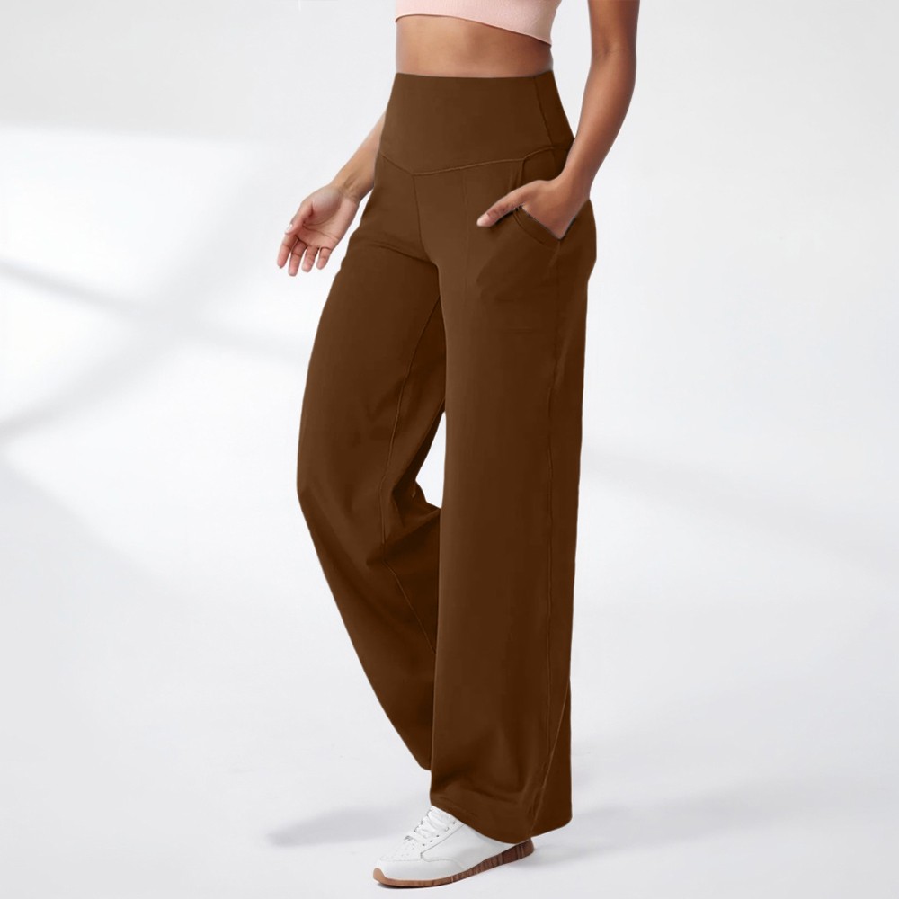 Womens High Waist Wide Leg Pants Ladies Casual Fitness Gym Yoga Trousers Joggers