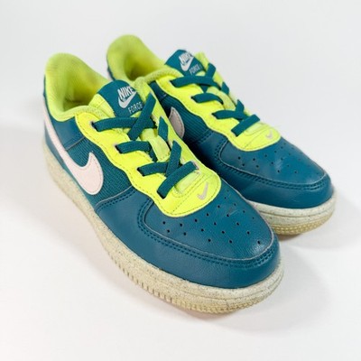 Nike Air Force 1 LV8 Kids Size 12C Teal Volt Sneaker DM1087-300 Shoes