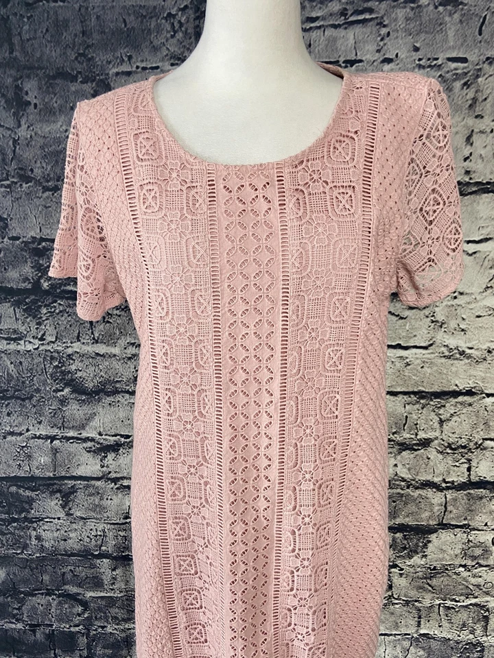 Vestido Abercrombie & Fitch Feminino Grande Crochê Renda Manga Curta Boho Floral - Imagem 2 de 4