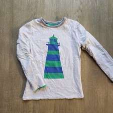 Mini Boden 8-9Y Kids T-shirt Tee Boys Girls Reversible stripes lighthouse