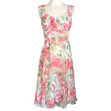 Vintage y2k babydoll milkmaid floral chiffon dress Dressbarn roses women’s 6P