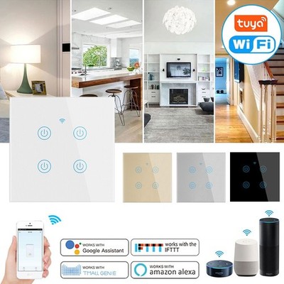 TUYA Smart WiFi Glas Touch Lichtschalter Wandschalter Wandsteckdose FOR Alexa~