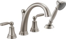 Woodhurst Roman Tub Faucet W/ Hand Shower Brushed Nickel Deck Mount Bathtub