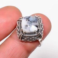 Dendritic Opal - Brazil 925 Sterling Silver Handmade Ring s.7.5 R748-12