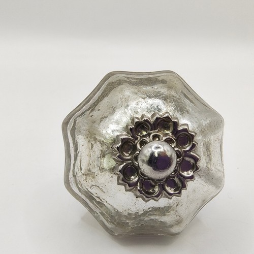 Vintage Mercury Glass Drawer Pull Set of 2 Cabinet Knob Silver Flower 1.75" - Picture 19 of 21