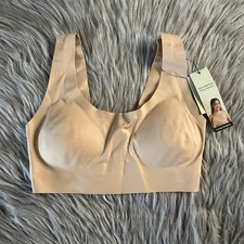 No Boundaries Wireless Bonded Scoop Lounge Bralette Womens Size Small Tan Bra