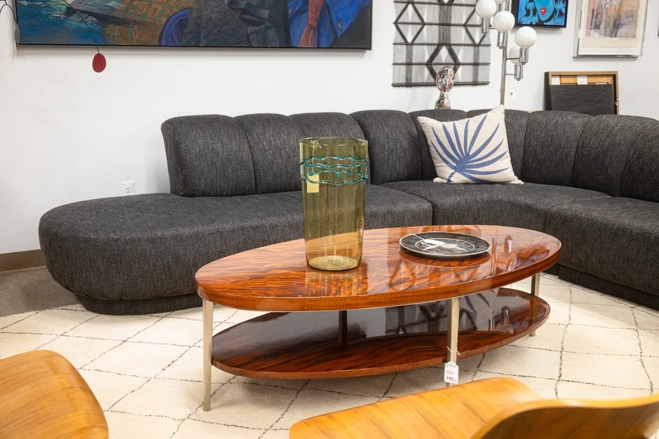 Vintage Greg Sheres Italian Mahogany Verite Collection Cocktail Coffee Table - Image 2 of 4