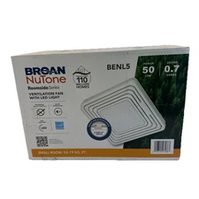 Broan-NuTone BENL5 Roomside Series White 50CFM Bathroom Exhaust Fan w/ LED Light