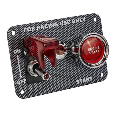 Jtron DC12V Racing Car Ignition Switch Panel Carbon Fiber Rocking Red 