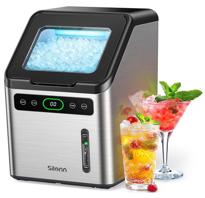 Nugget Ice Maker - Timer Ice Machine with Self-Cleaning, 45Lbs per Day Pebble Ic