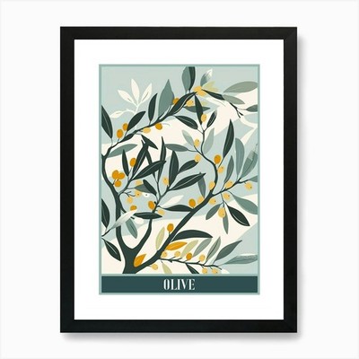 Olive Tree Flat Illustration 7 Post Framed Wall Art Poster Canvas Print Picture