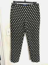 Talbots RSVP Womens Pants 8 Black White Polka Dot Lined Dress Casual Boho Office