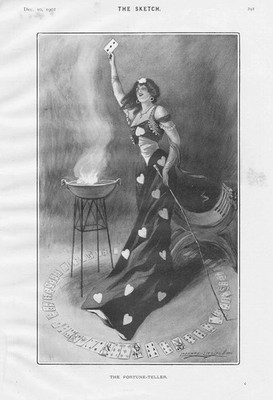 DIE WAHRSAGERIN von Leonard Linsdell - Antiker Druck 1902
