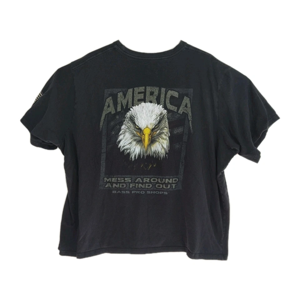 Camiseta Bass Pro Shops Para Hombre 3XL Negra Estampado Gráfico Águila Corta Slvs Cuello Redondo Foto 2 de 4