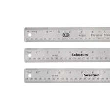3pcs Stainless Steel Rulers with Non-Skid Backing 6" 18" 24" Inch Metric Ruler