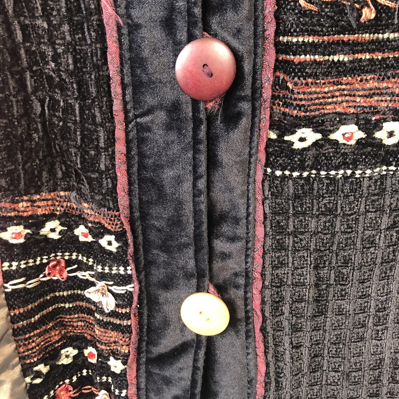 Retro Jacket Womens Medium Black Patchwork Velvet… - image 12